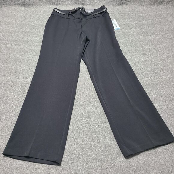 APT 9 Pants Womens 10 Black Straight Leg Mid Rise Career Trousers Belt‎ Office - Picture 1 of 9
